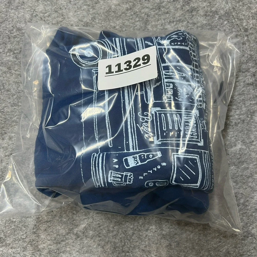 Banana Republic Shirt Mens XL Blue Crew Neck Neapolitan Slice Pizza Casual Tee‎